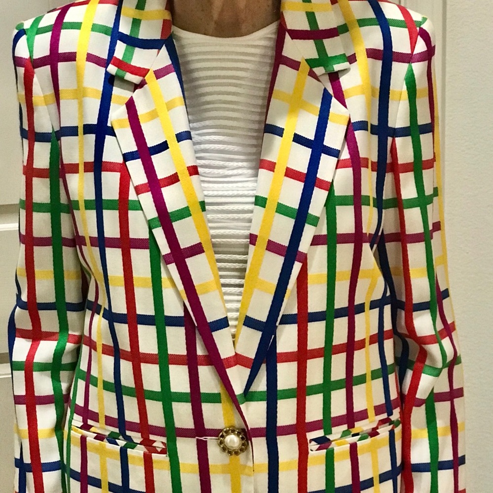 Checked Multi-Colored Jacket Blazer Size 8 MINT